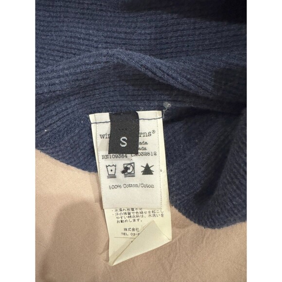 wings+horns Mens S Blue Waffle Knit Button Front V-Neck Cardigan Casual Thermal - Picture 4 of 6